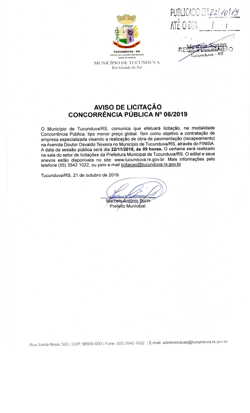 CONCORRÊNCIA PÚBLICA Nº 06_2019 RECAPEAMENTO ASFÁLTICO